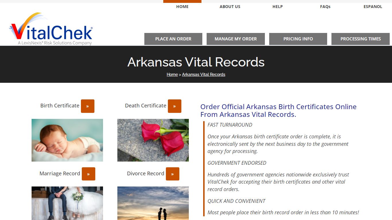 Arkansas Vital Records (AR) | Order Certificates - VitalChek